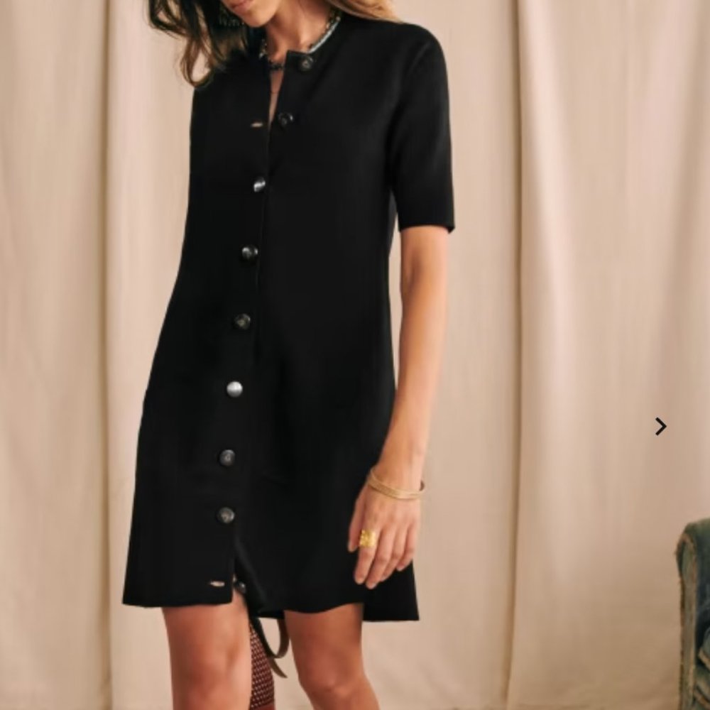 Sezane Ava Mini Knit dress in Black